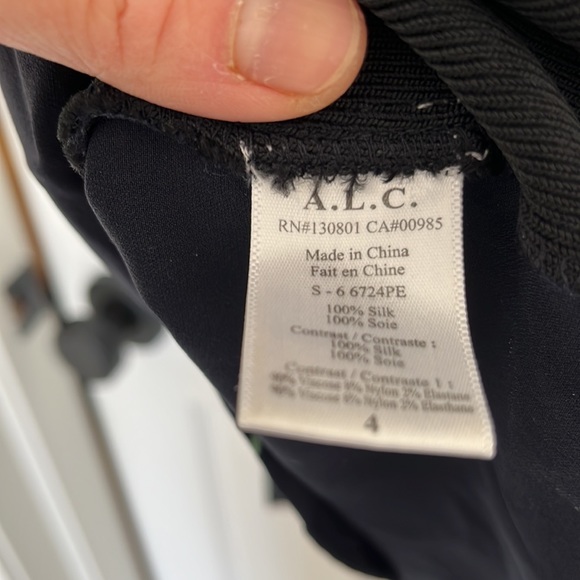 ALC 100% Silk Navy Blue High Neck Mini Dress Size S 4 OP 500 - Picture 7 of 8